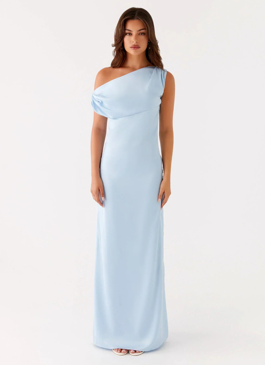 Heart Of Glass Satin Maxi Dress - Blue