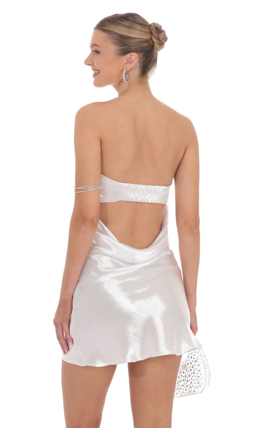 Satin Strapless Slip Dress in White