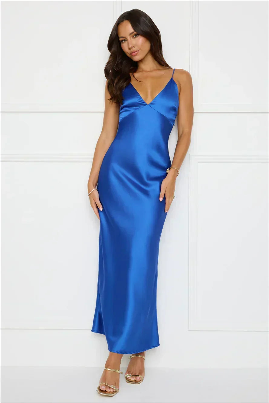 Chic 'Fit Slip Satin Maxi Dress