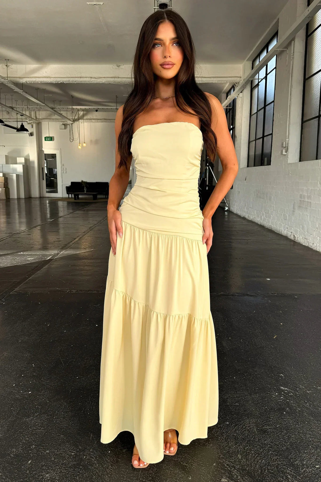 Charlotte Strapless Maxi Dress - Yellow