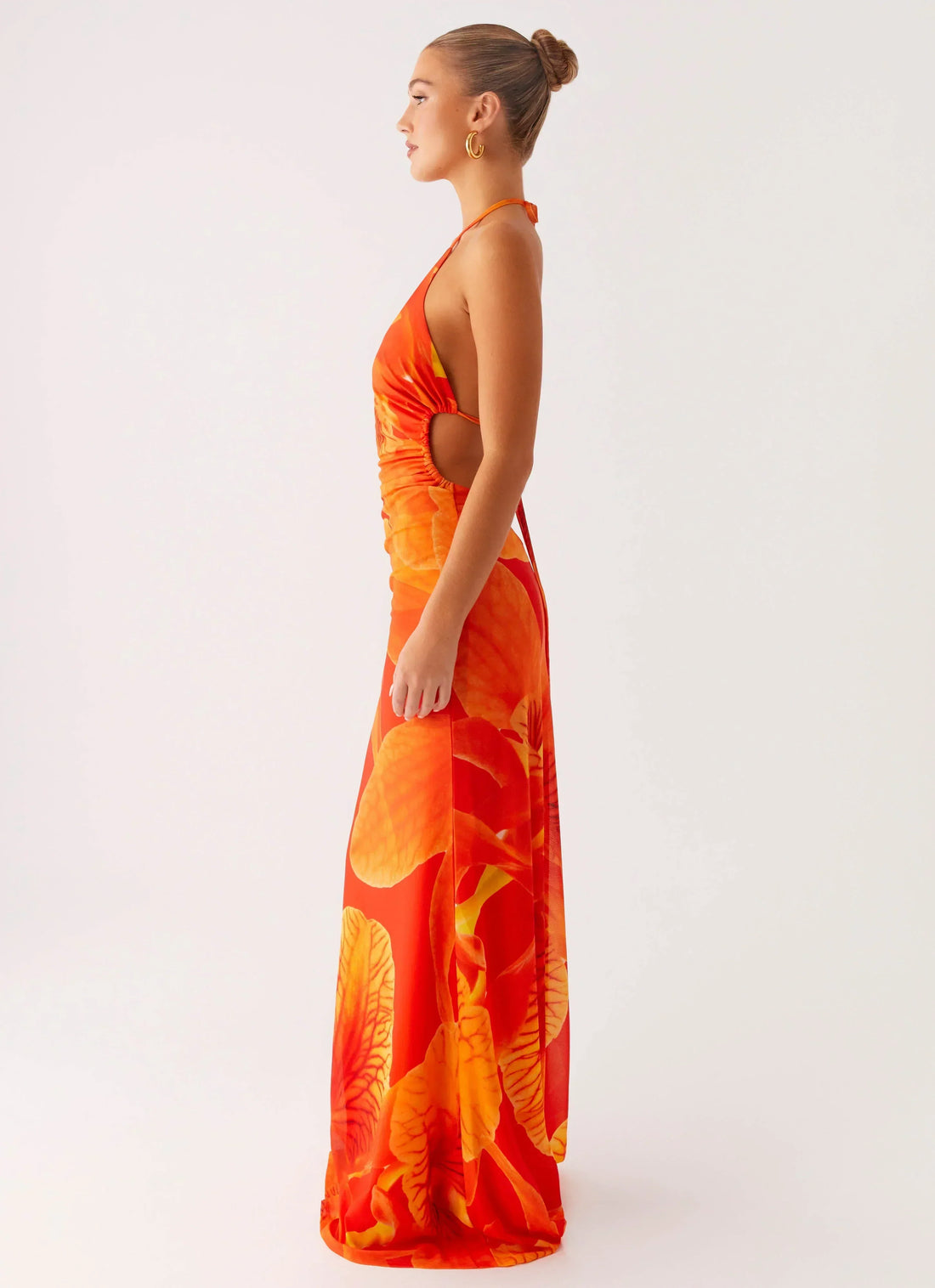 Palawan Mesh Maxi Dress - Orange Floral