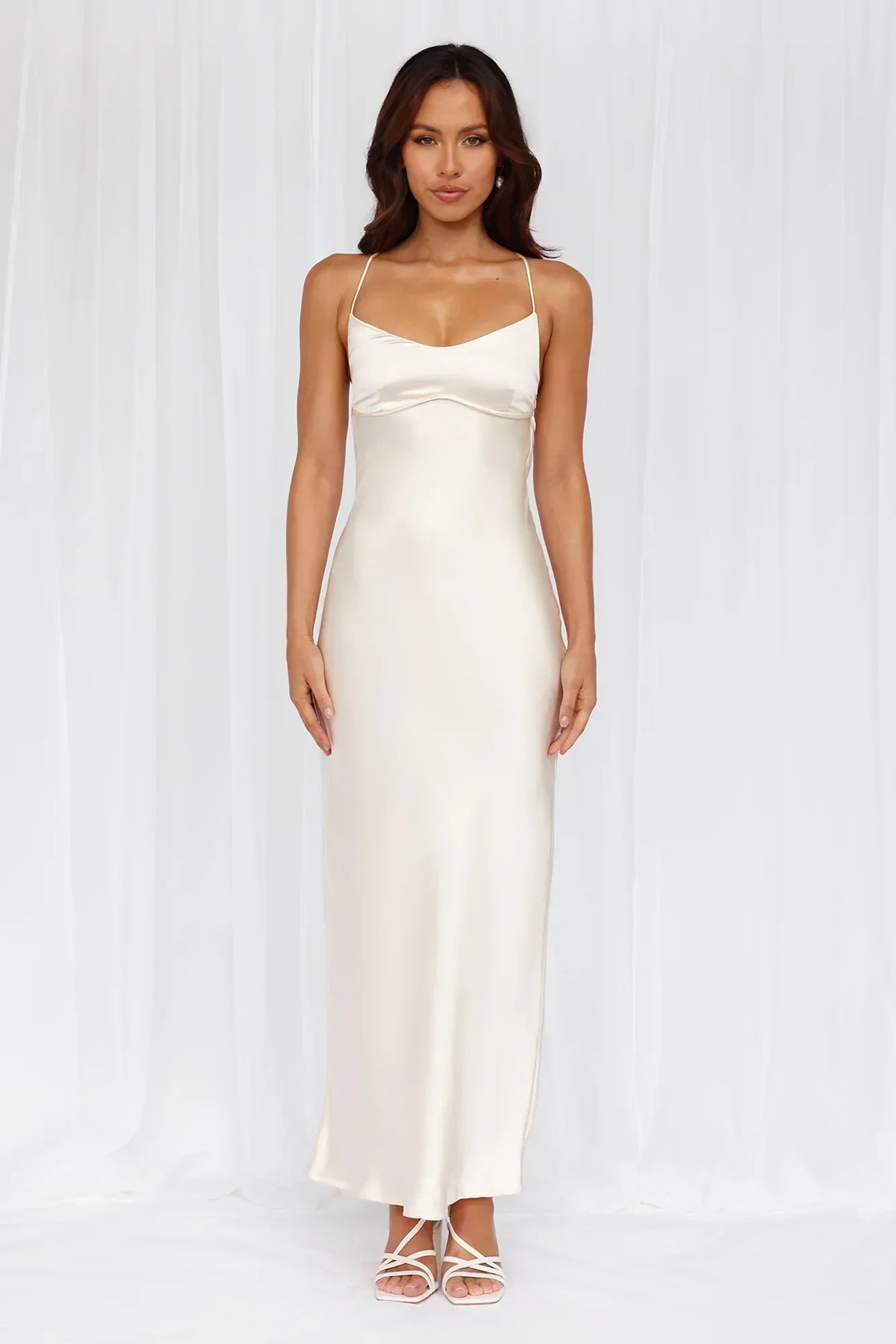 The Samara Satin Maxi Dress Pearl