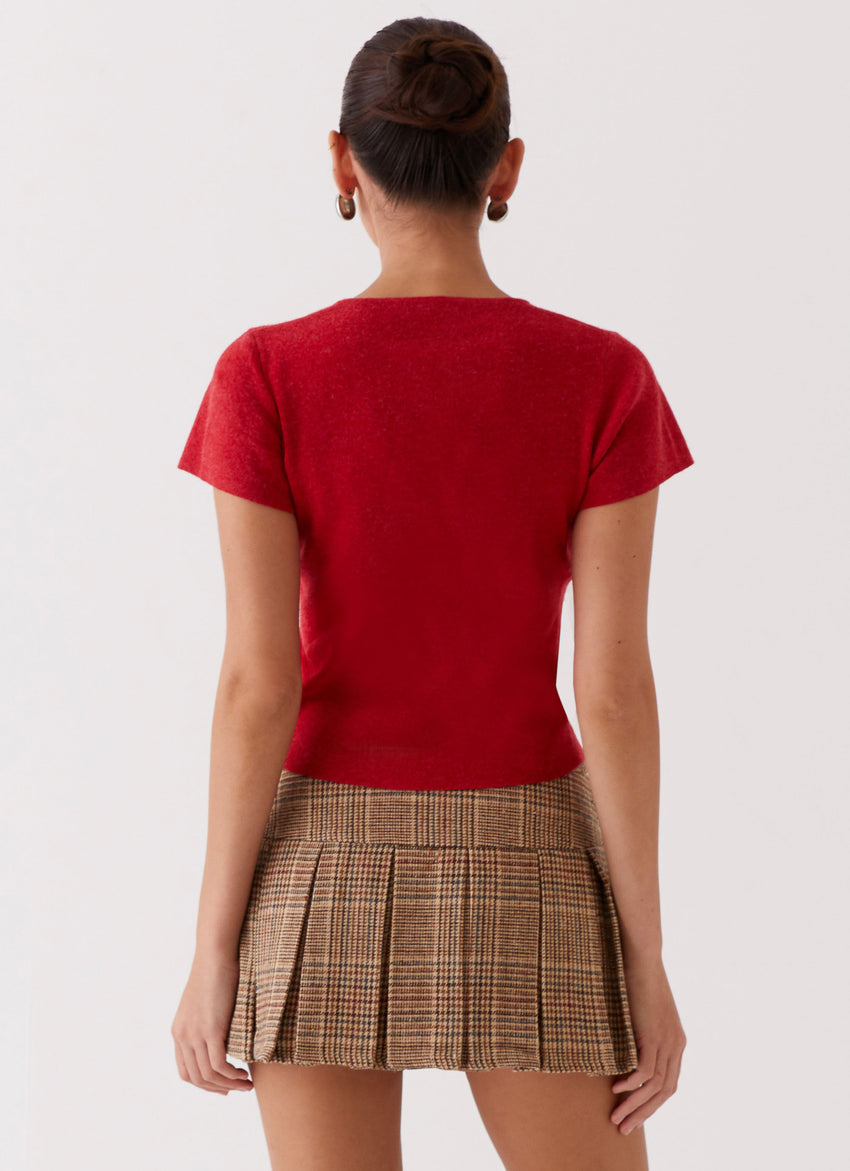 Raina Knit Crop Top - Ruby Red